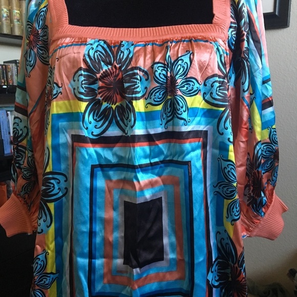 NWT Bebe Silk Tunic Dress square neck size small S - Picture 2 of 3